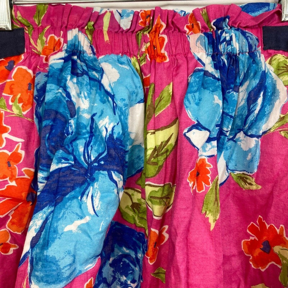 Hollister Skirt Womens Sz L Pink Blue Floral Cotton Elastic Waist A-Line Short‎ - Picture 4 of 9